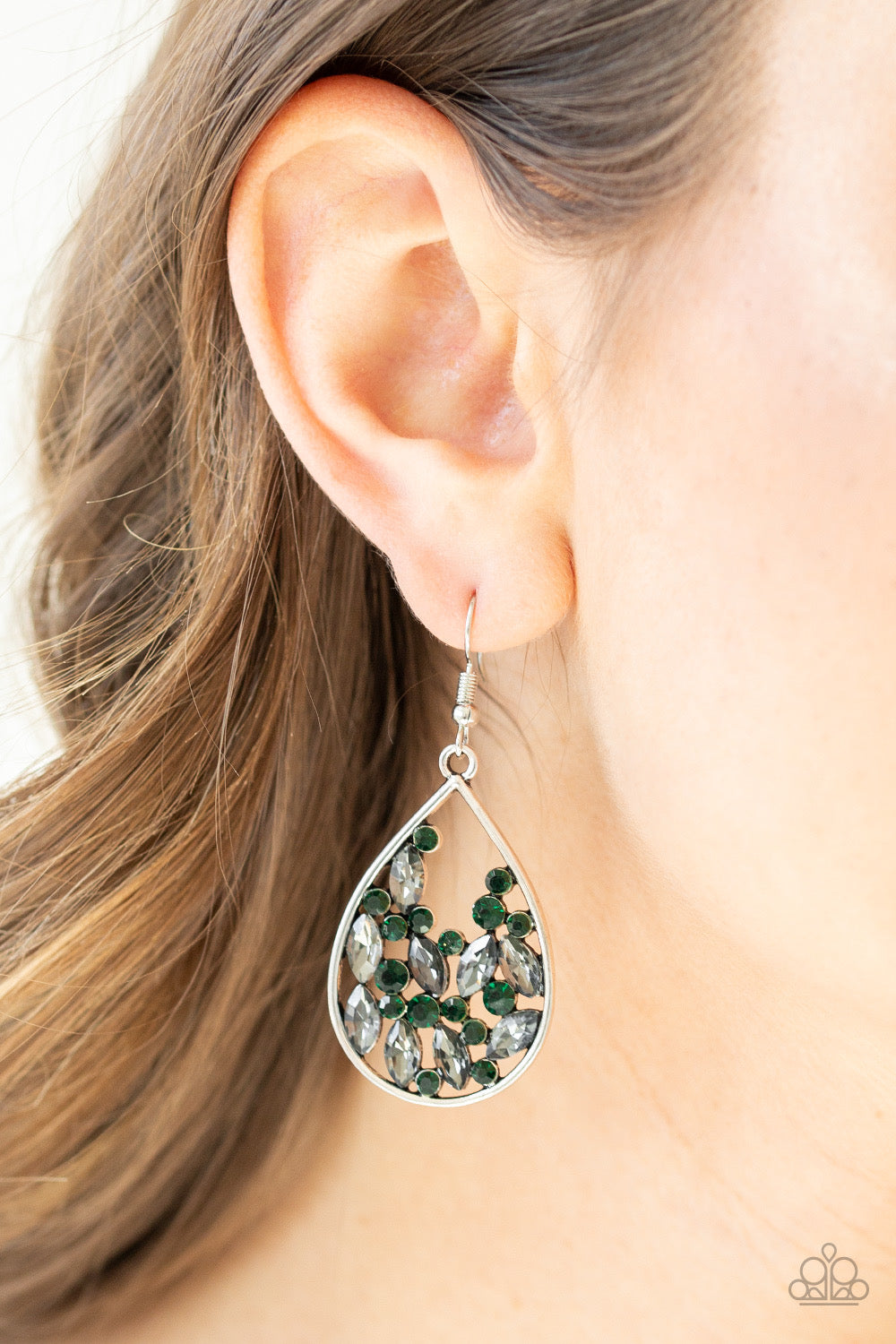 Paparazzi Cash or Crystal? - Green Earrings