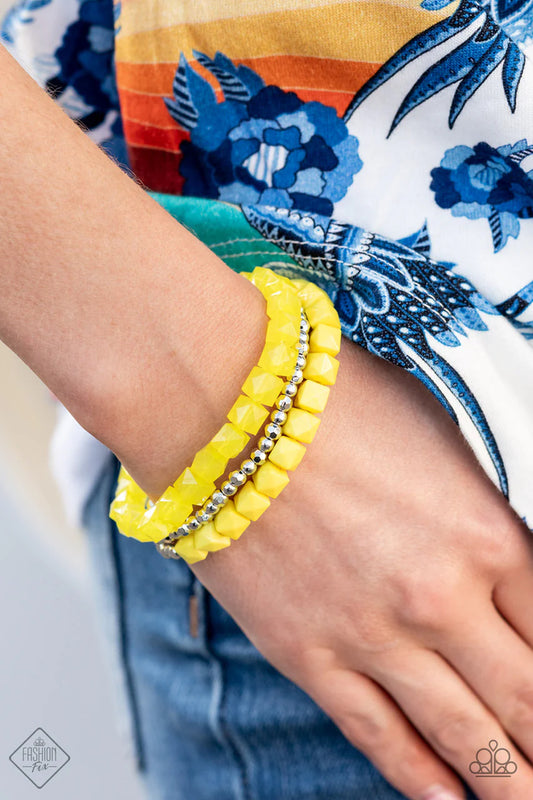 Vacay Vagabond - Yellow Bracelet  Paparazzi