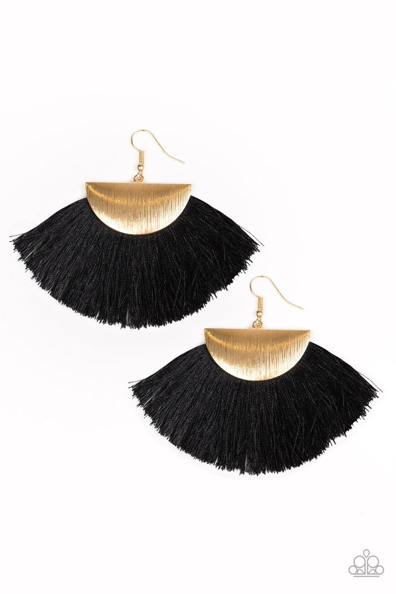 Paparazzi Fix Trap - Gold/Black Earrings