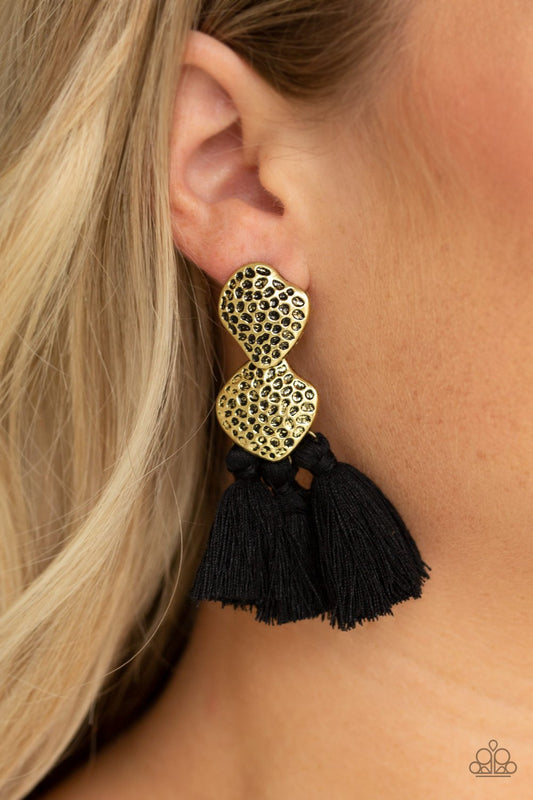 Paparazzi Tenacious Tassel - Black Earrings