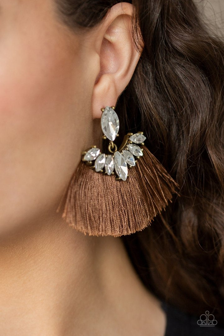 Paparazzi Formal Flair - Brown Earrings