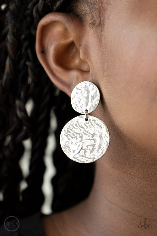 Paparazzi Relic Ripple - Silver Clip-On Earrings