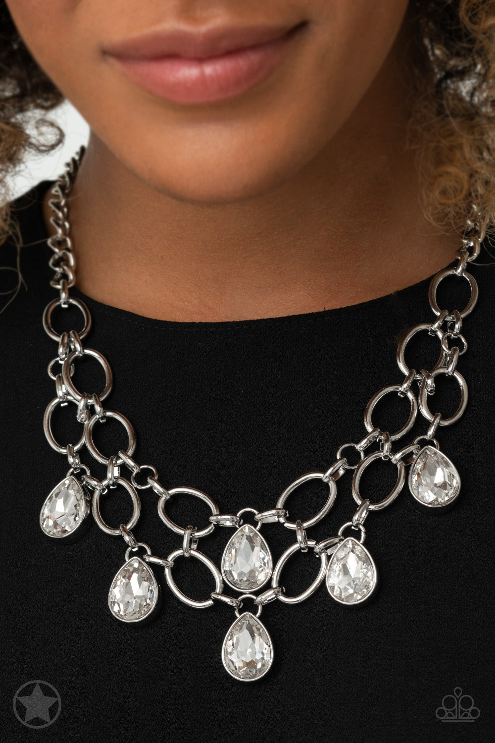 Paparazzi Show-Stopping Shimmer - White Blockbuster Necklace