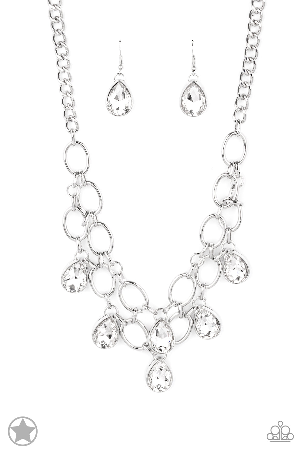 Paparazzi Show-Stopping Shimmer - White Blockbuster Necklace