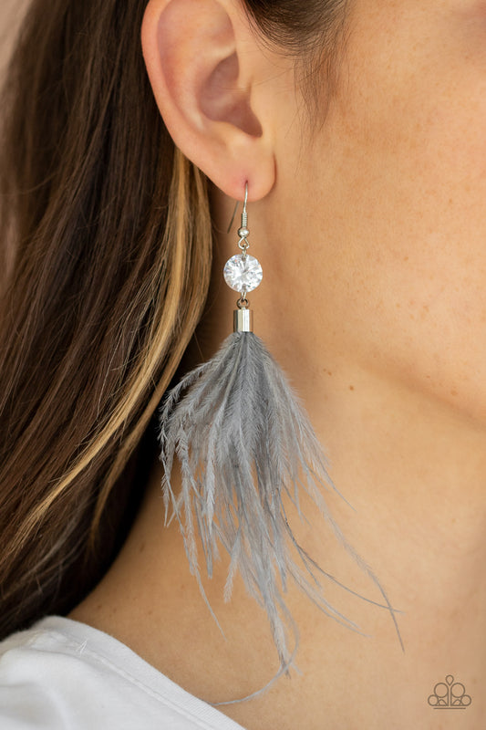 Paparazzi Feathered Flamboyance - Silver Earrings