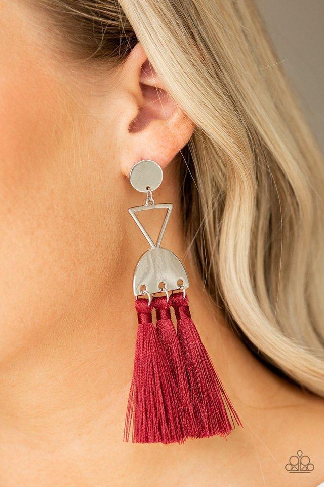 Paparazzi Tassel Trippin - Red Earrings