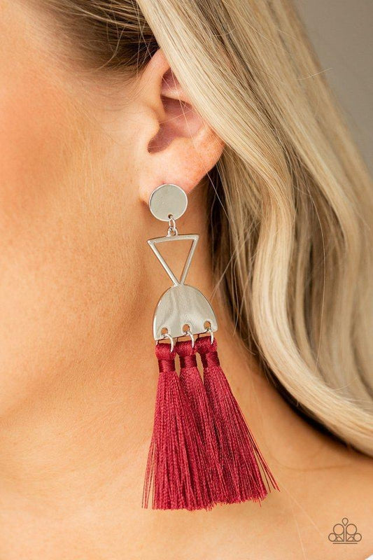 Paparazzi Tassel Trippin - Red Earrings