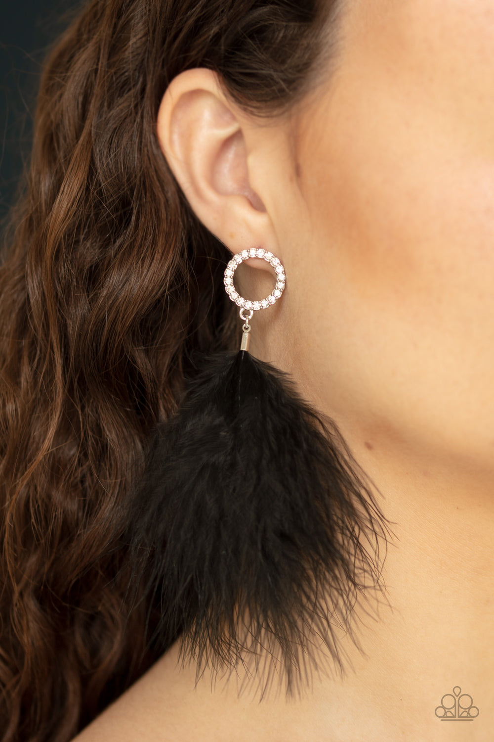 Paparazzi BOA Down - Black Earrings