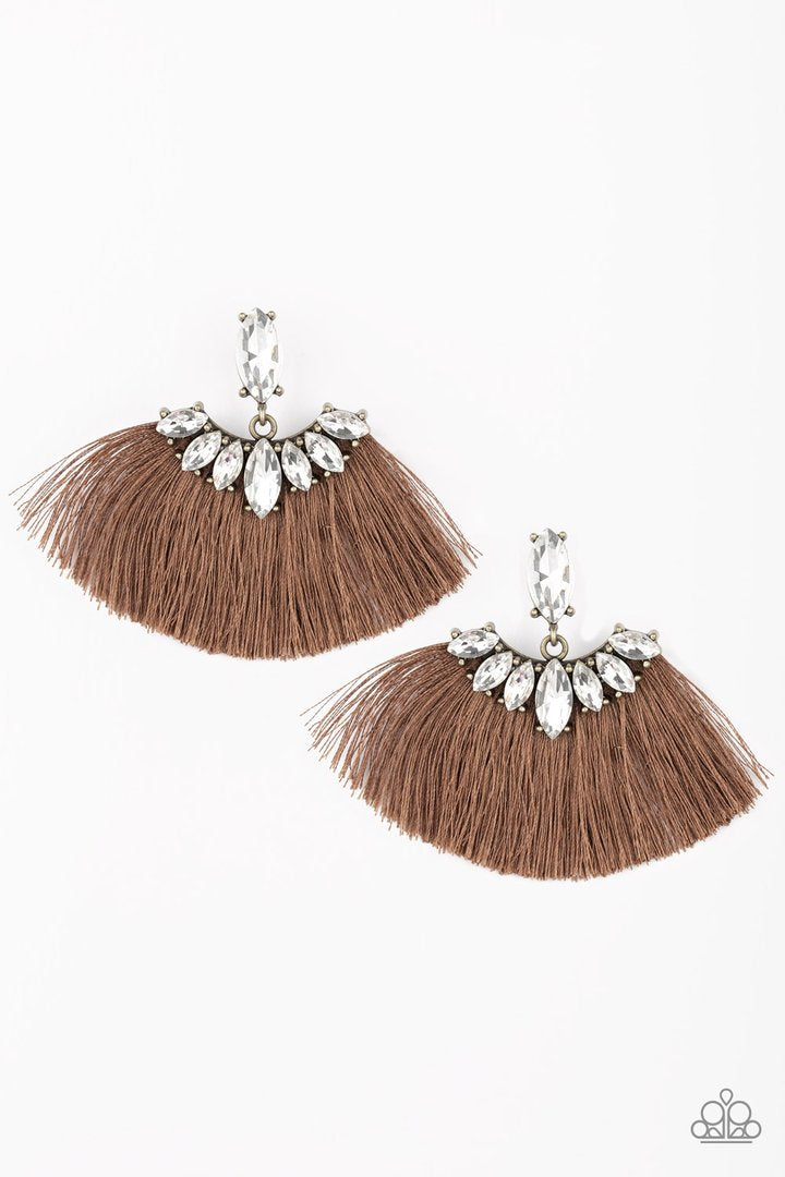 Paparazzi Formal Flair - Brown Earrings