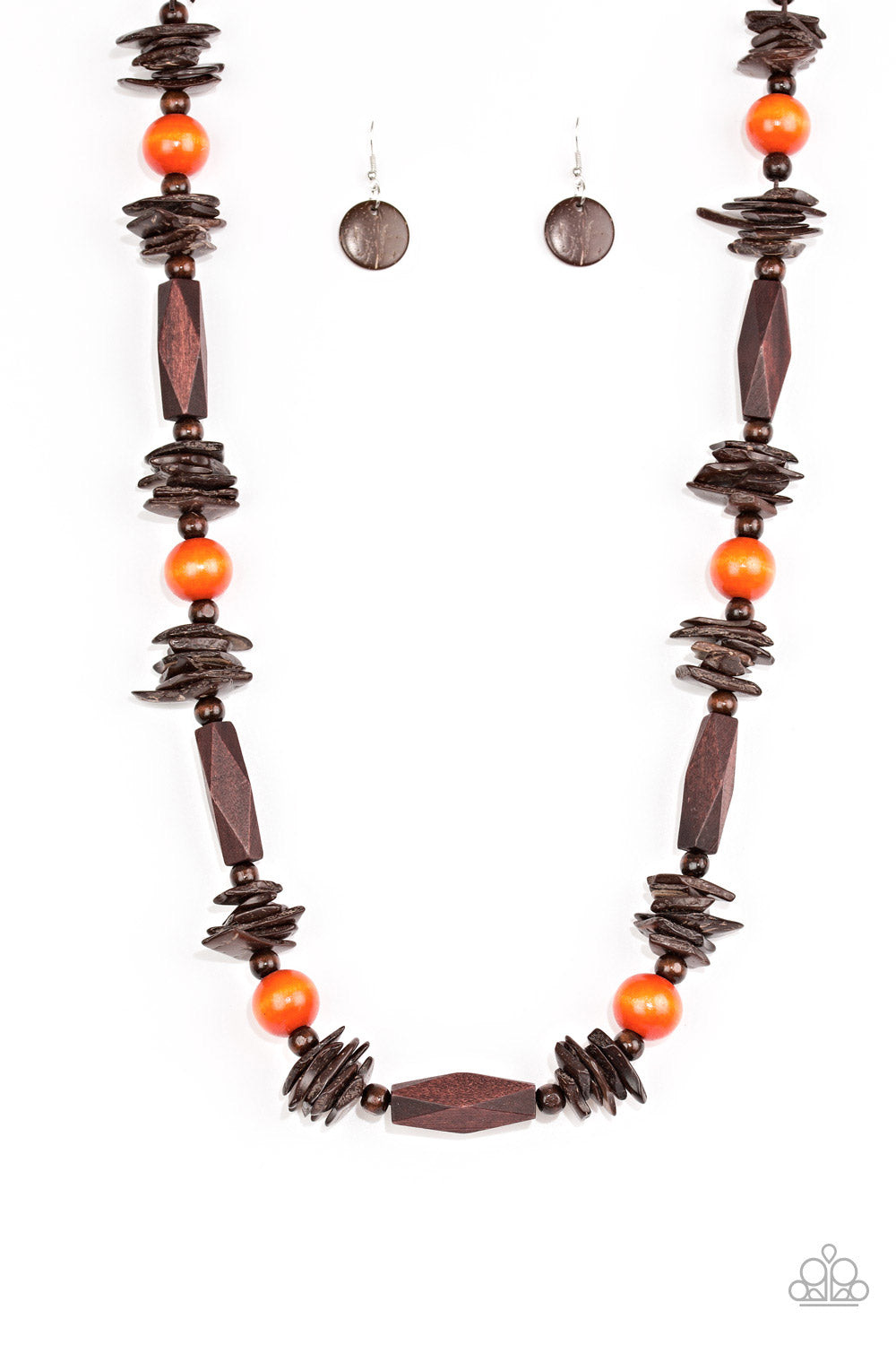 Cozumel Coast - Orange Wood Necklace