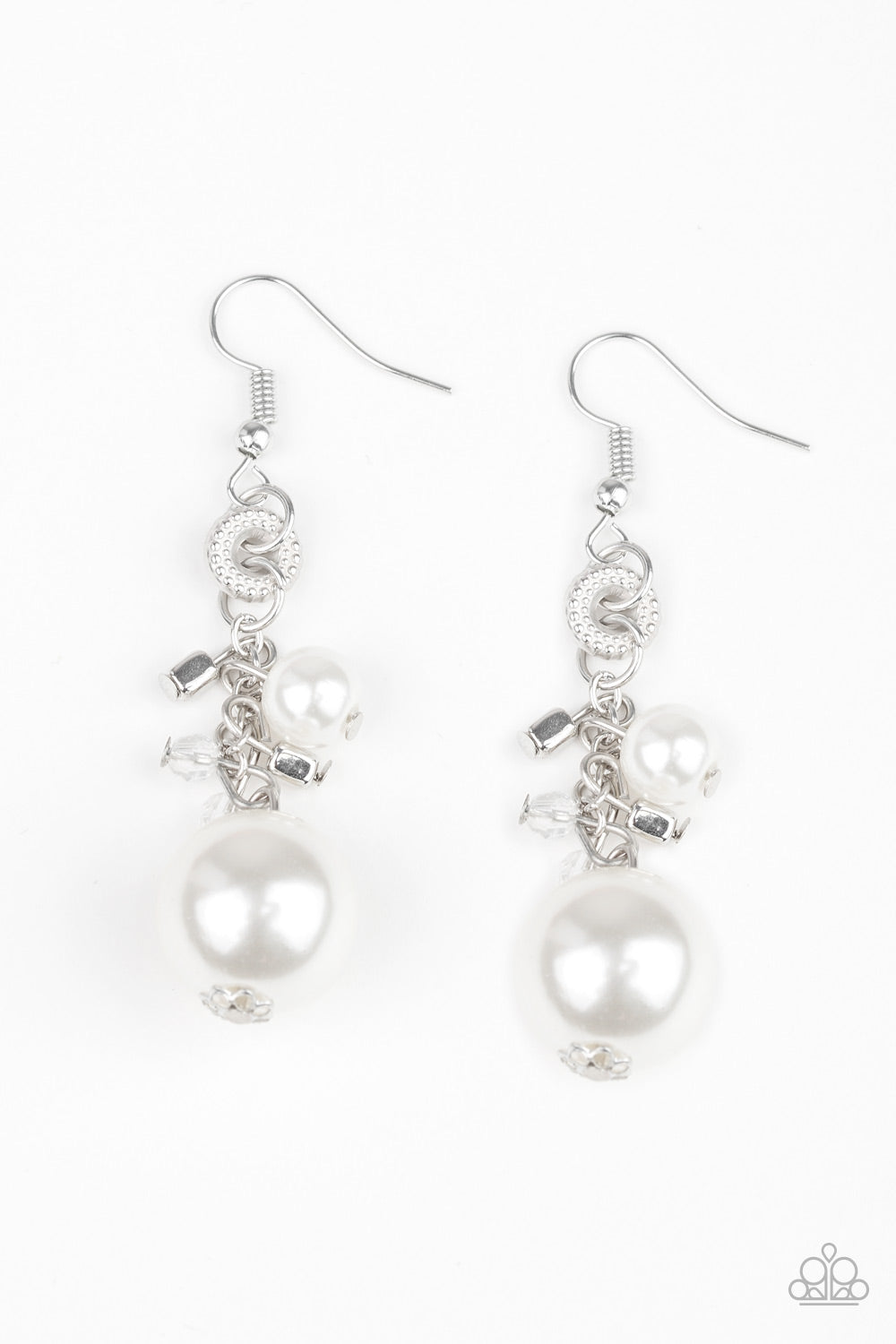 Paparazzi Timelessly Traditional - White Earrings