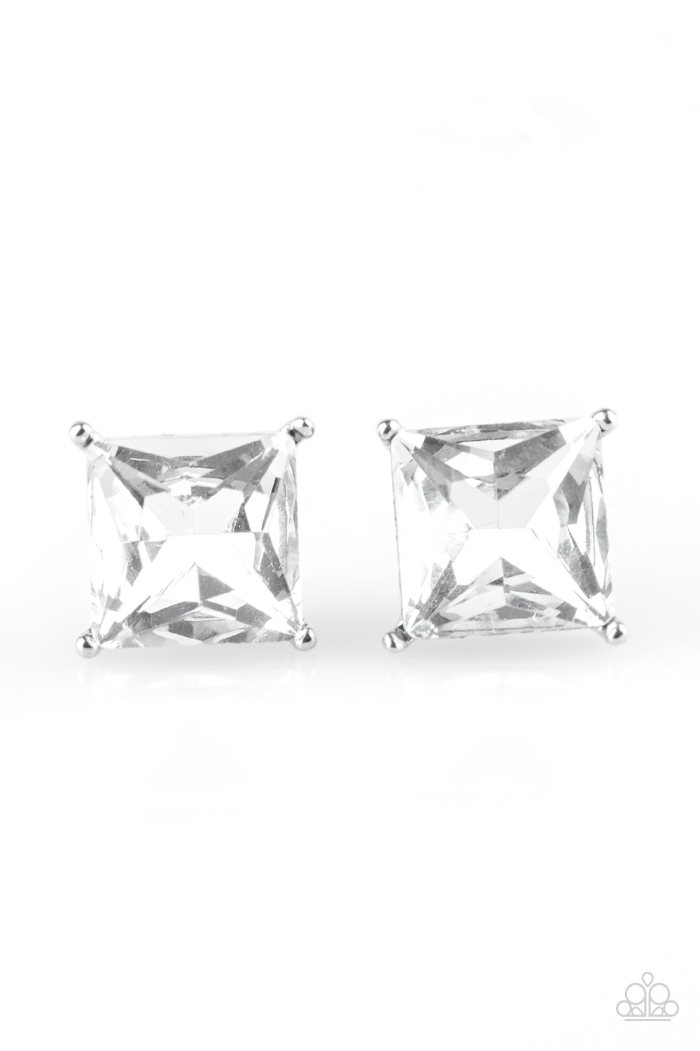 Paparazzi The Big Bang - White Post Earrings