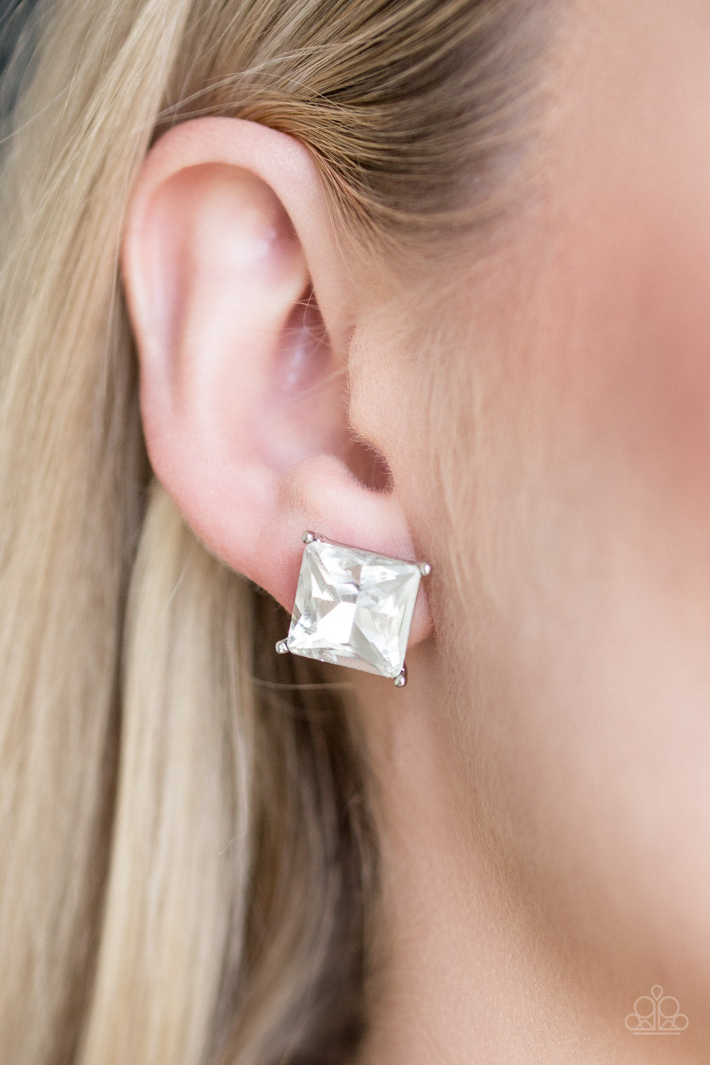 Paparazzi The Big Bang - White Post Earrings