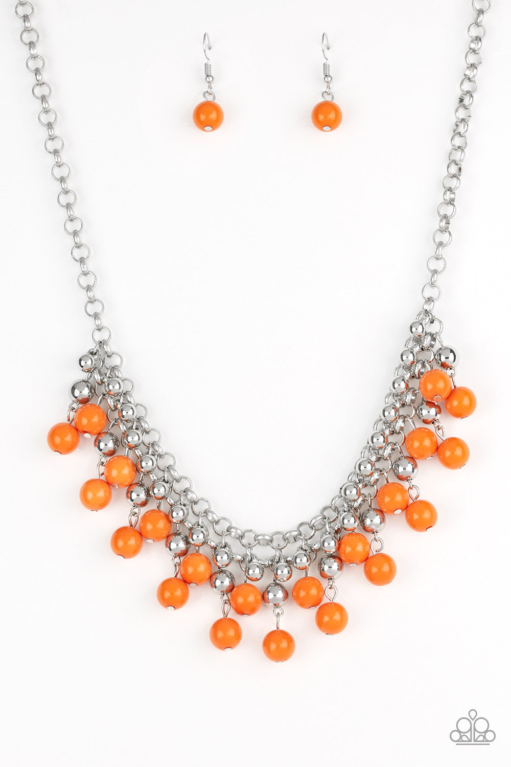 Paparazzi Friday Night Fringe - Orange Necklace