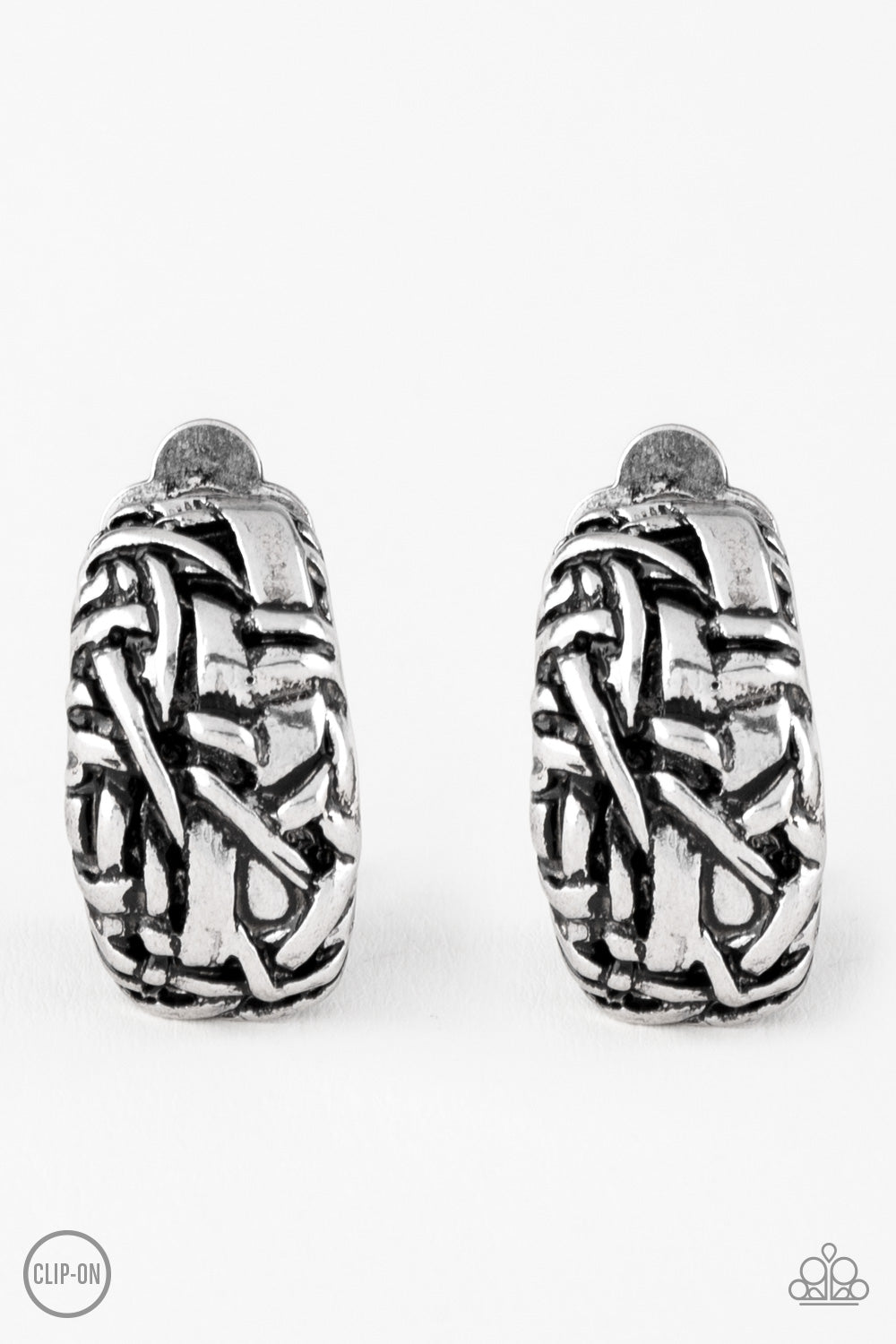 Paparazzi Couture Collision - Silver Clip-On Earrings