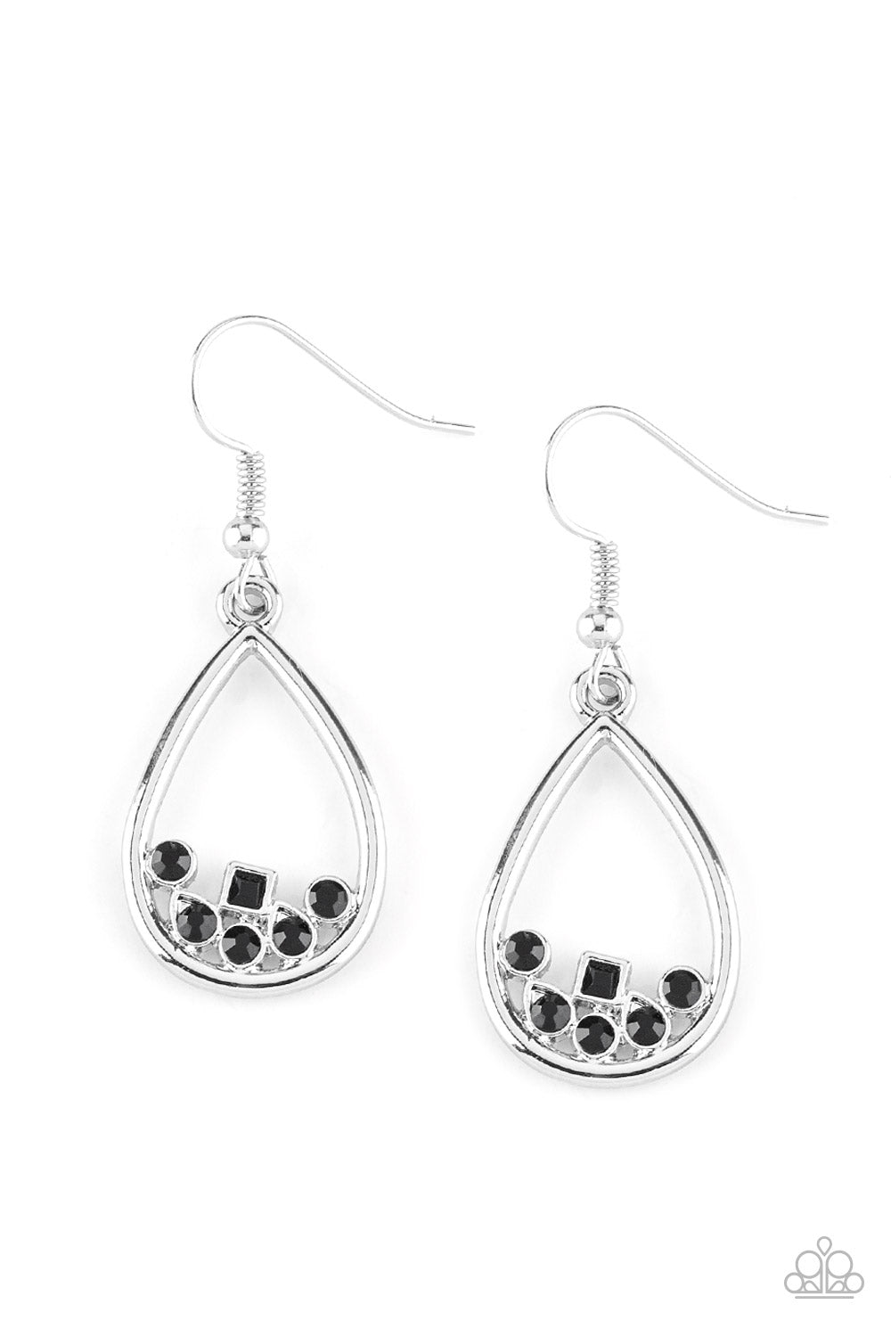 Paparazzi Raindrop Radiance - Black Earrings