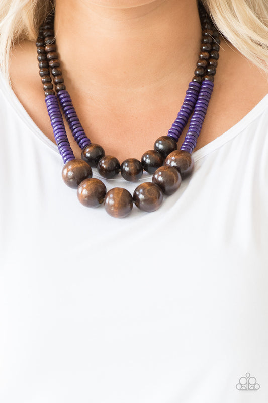 Cancun Cast Away - Purple Wood Necklace