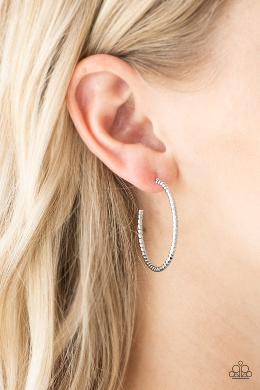 Paparazzi HOOP, Line, and Sinker - Silver Hoop Earrings