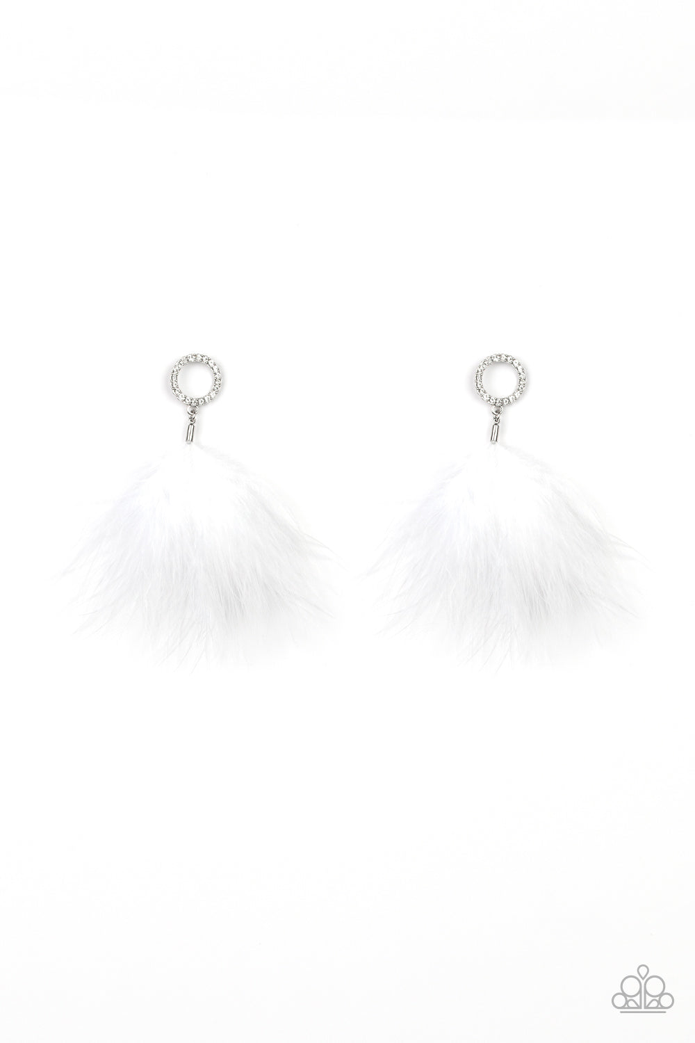 Paparazzi BOA Down - White Earrings