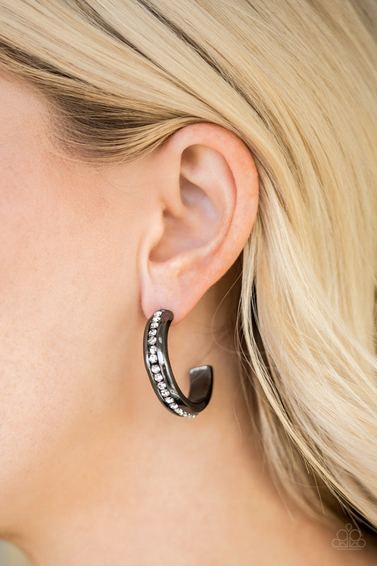 5th Avenue Fashionista - Black Hoop Earrings