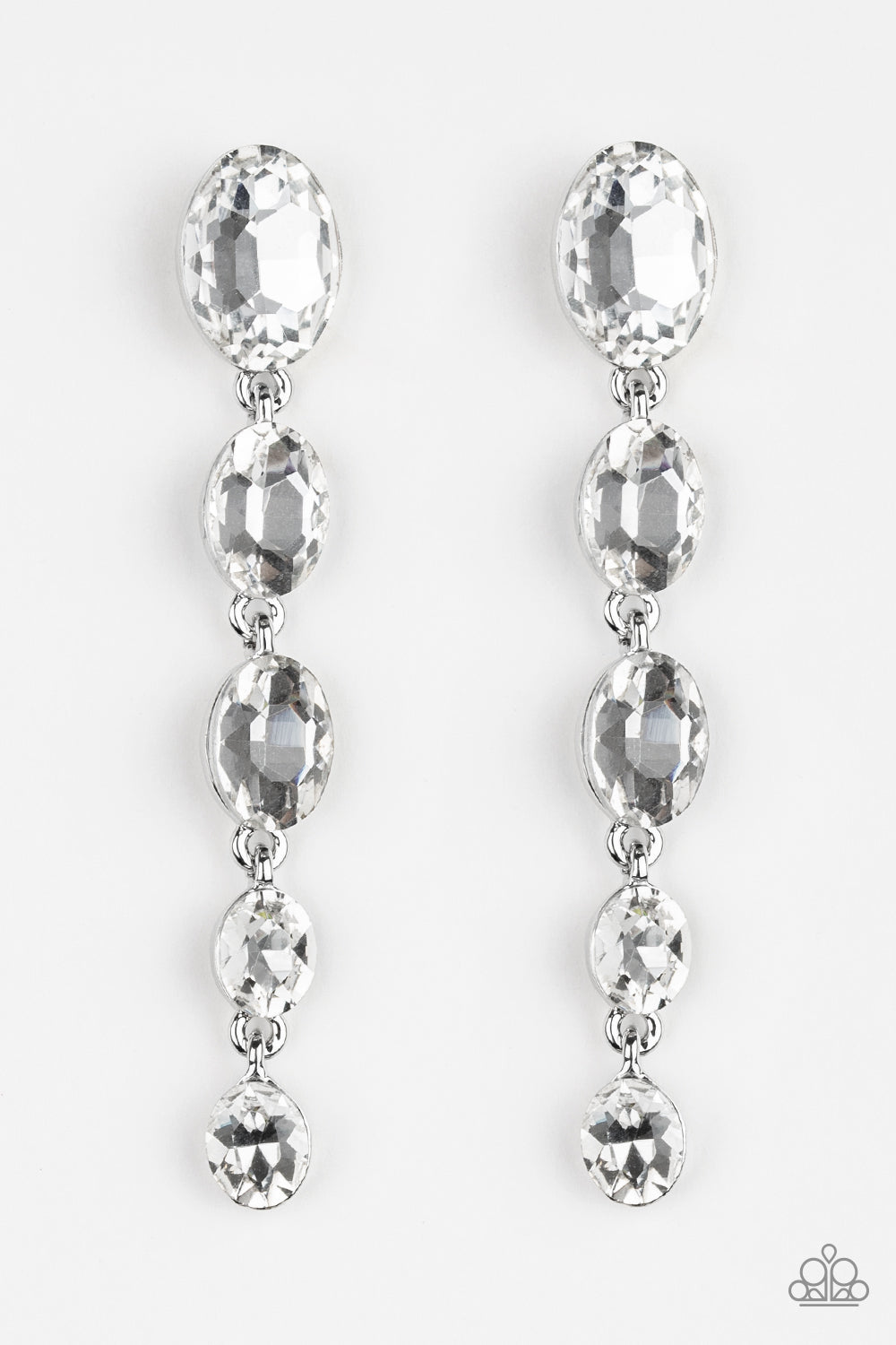 Red Carpet Radiance - White Post Earrings