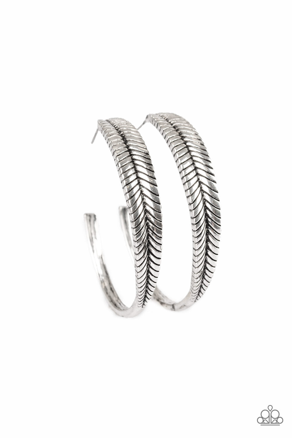 Funky Feathers - Silver Hoop Earrings
