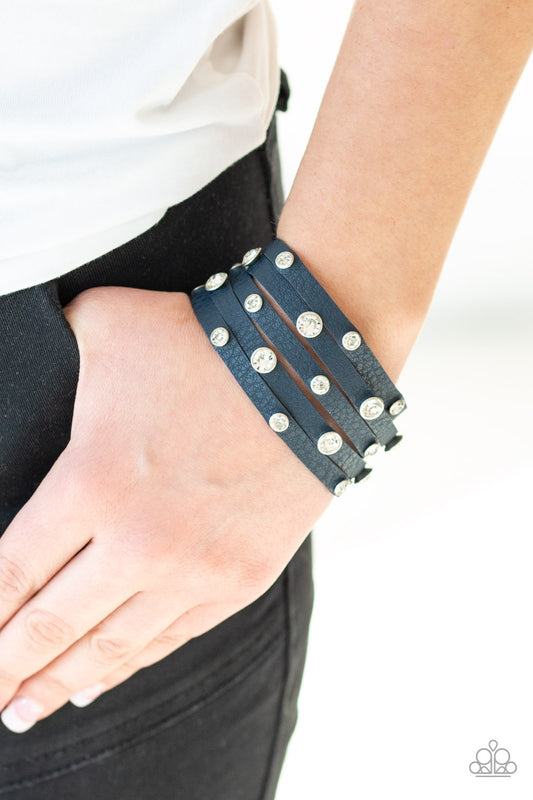 Paparazzi Rhinestone Reputation - Blue Urban Bracelet