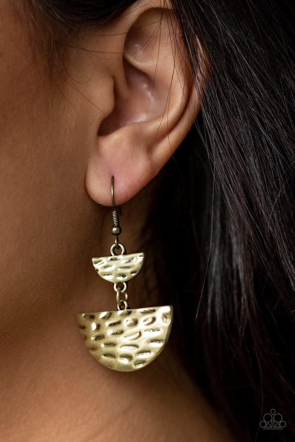 Paparazzi Triassic Triangles - Brass Earrings
