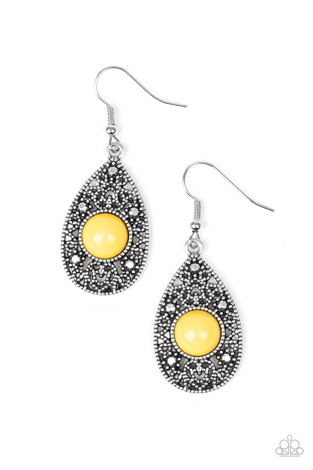 Paparazzi From POP To Bottom - Yellow Earrings