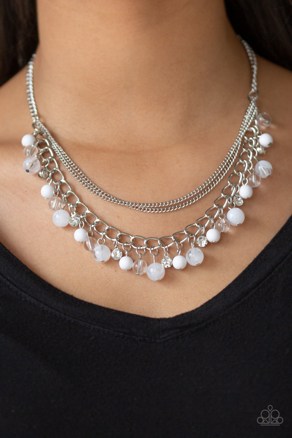 Paparazzi Wait and SEA - White Necklace