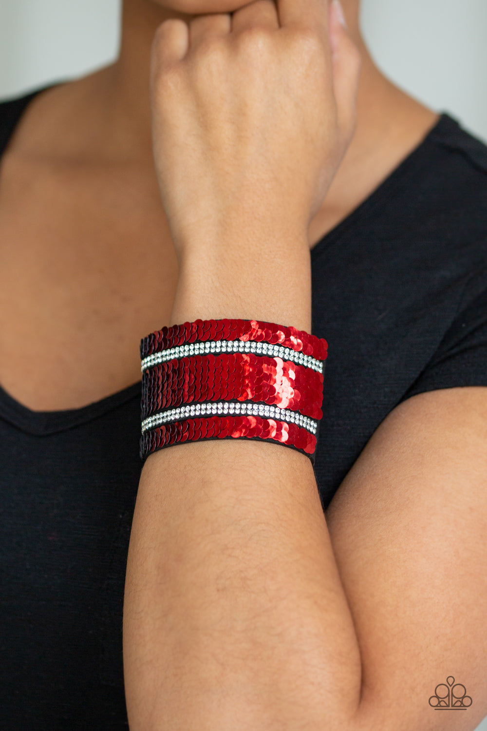 Paparazzi MERMAID Service - Red/Silver Urban Bracelet
