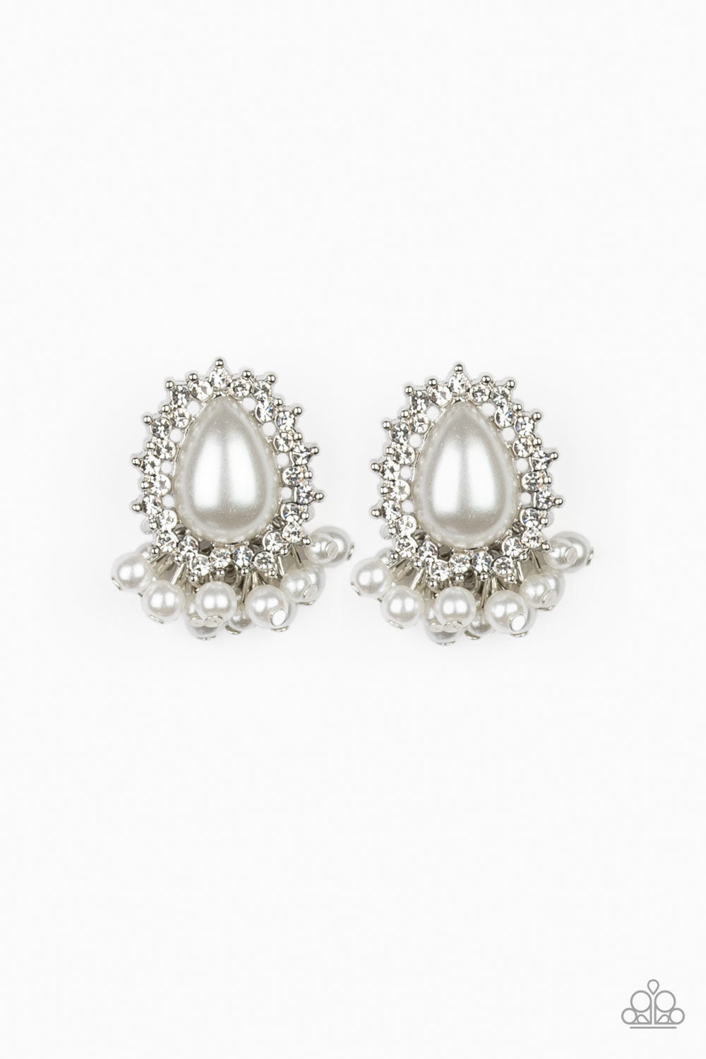 Paparazzi Castle Cameo - White Post Earrings