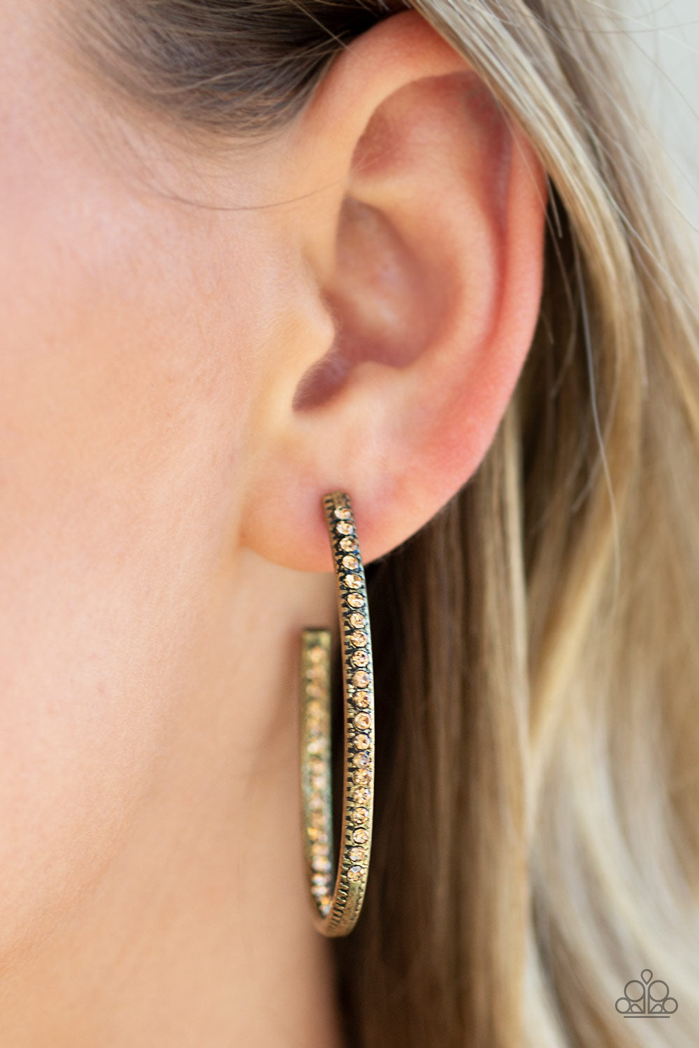 Paparazzi Globetrotting Glitter - Brass Hoop Earrings