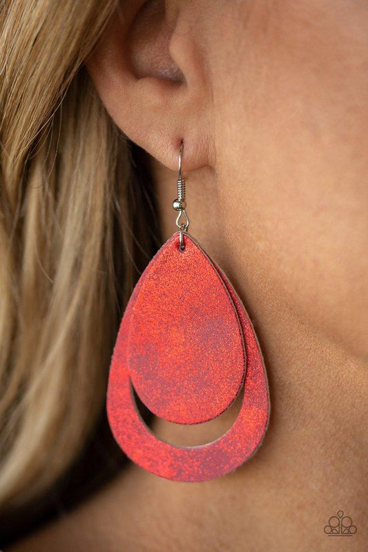 Paparazzi Fiery Firework - Red Earrings