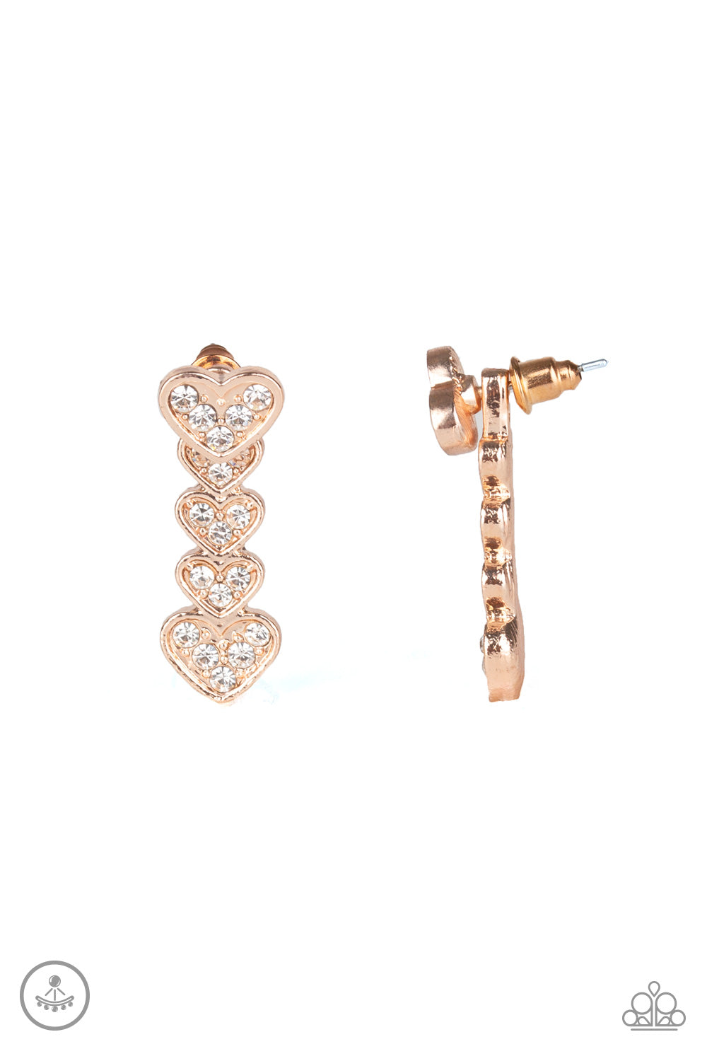 Heartthrob Twinkle - Rose Gold Post Earrings - Kingdom Bling Showroom
