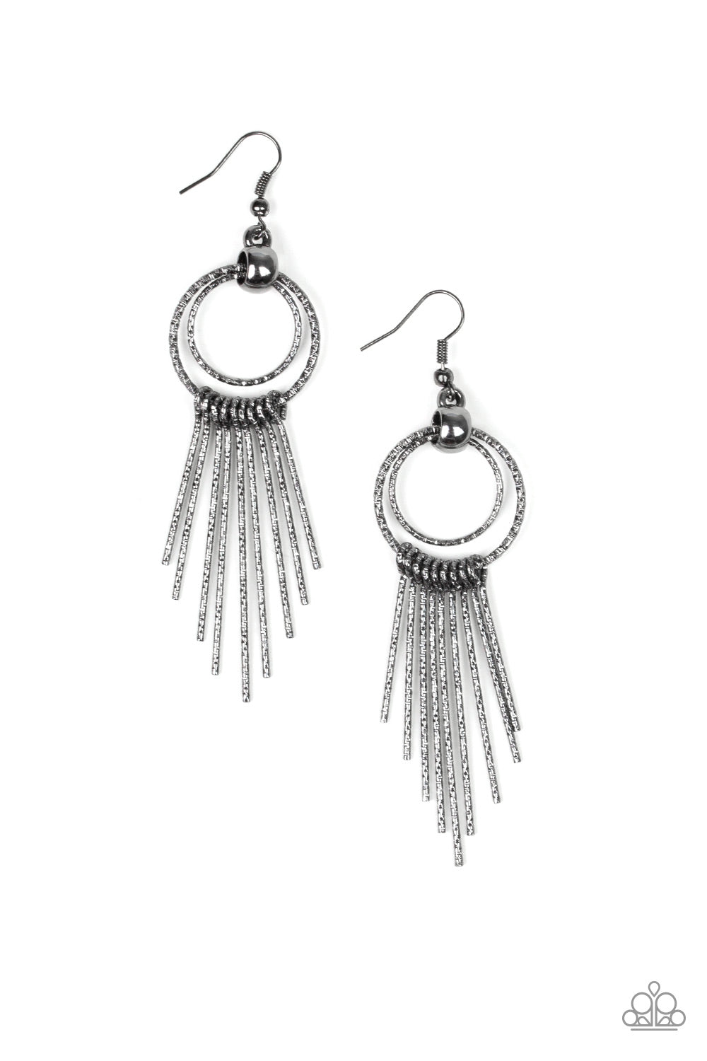 Eye-Catching Edge - Black Earrings