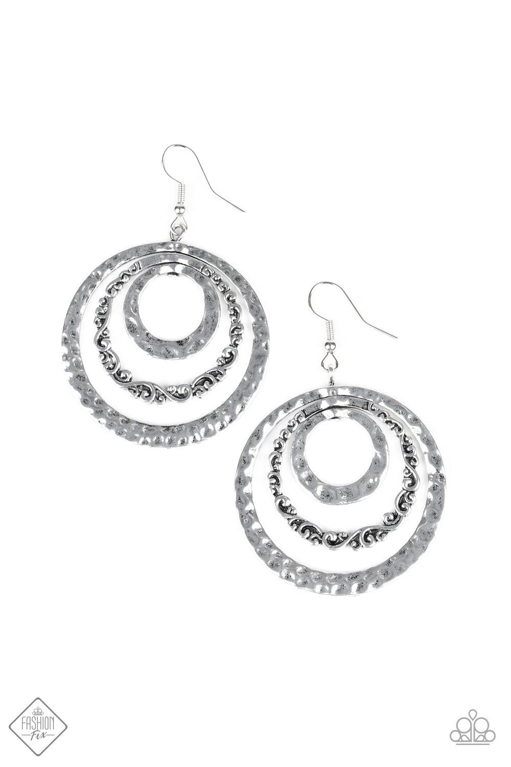 Paparazzi Out Of Control Shimmer - Silver Earrings