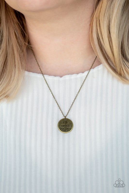 Paparazzi All Things Are Possible - Brass Necklace