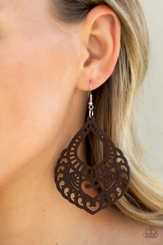 Paparazzi If You WOOD Be So Kind - Brown Earrings