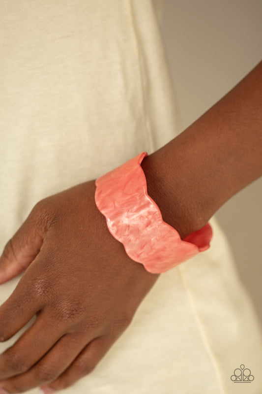 Paparazzi Retro Ruffle - Orange Bracelet