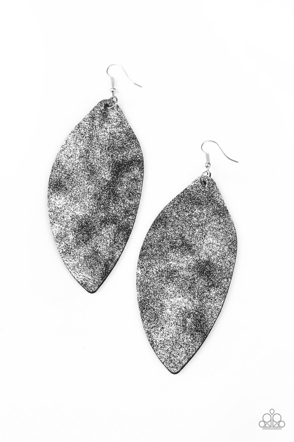 Paparazzi Serenely Smattered - Black Earrings