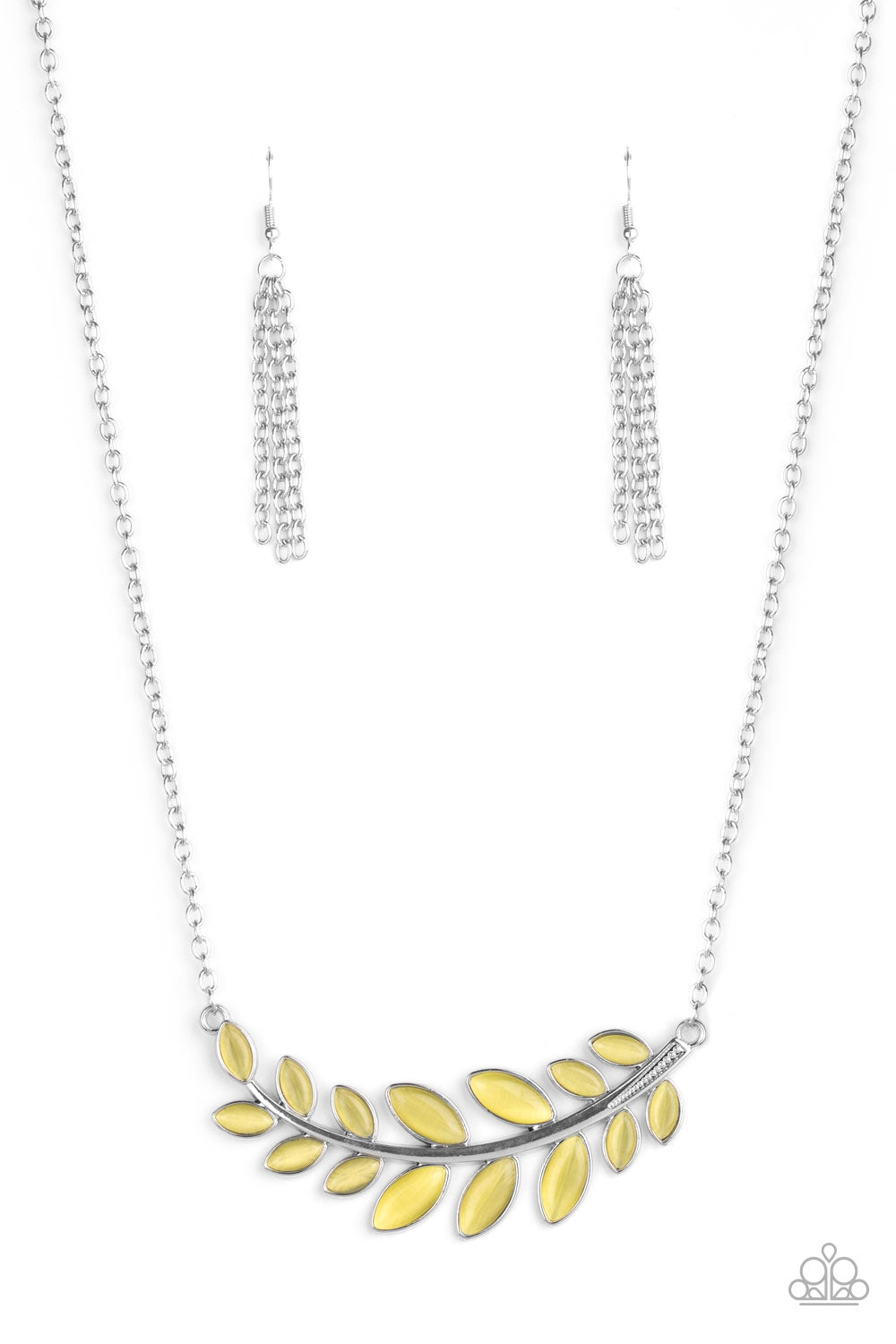 Paparazzi Frosted Foliage - Yellow Necklace