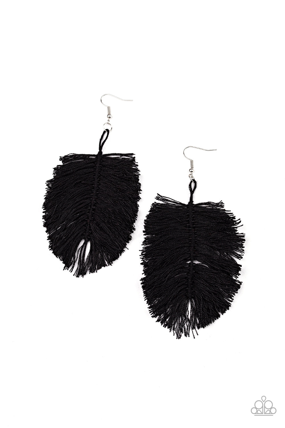 Paparazzi Hanging by a Thread - Black Earrings