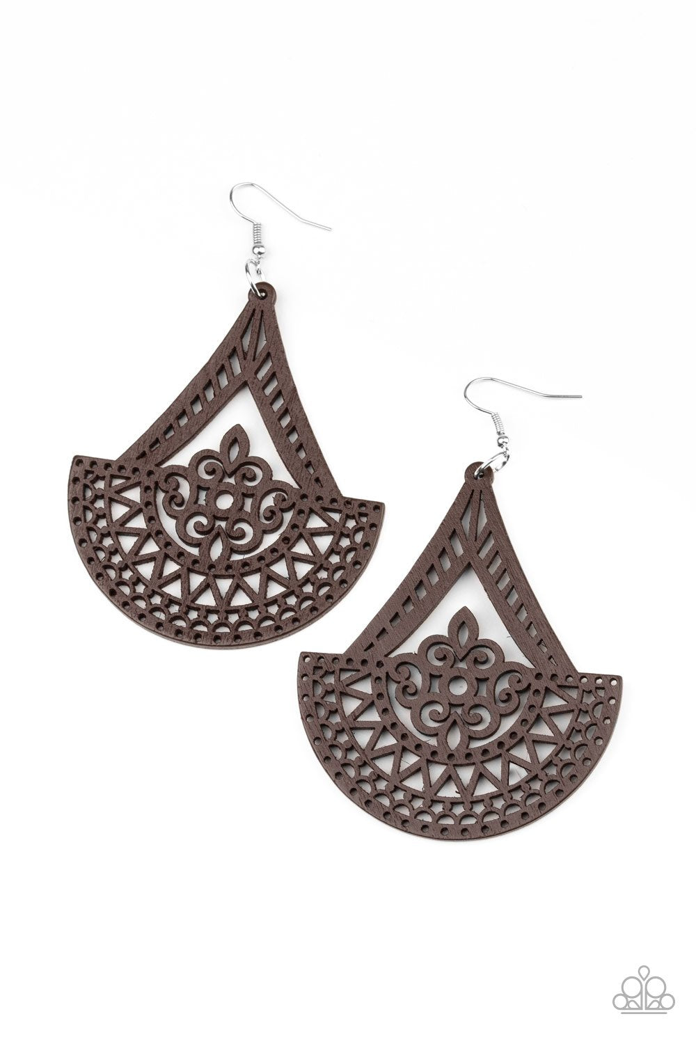 Paparazzi Tiki Sunrise - Brown Earrings