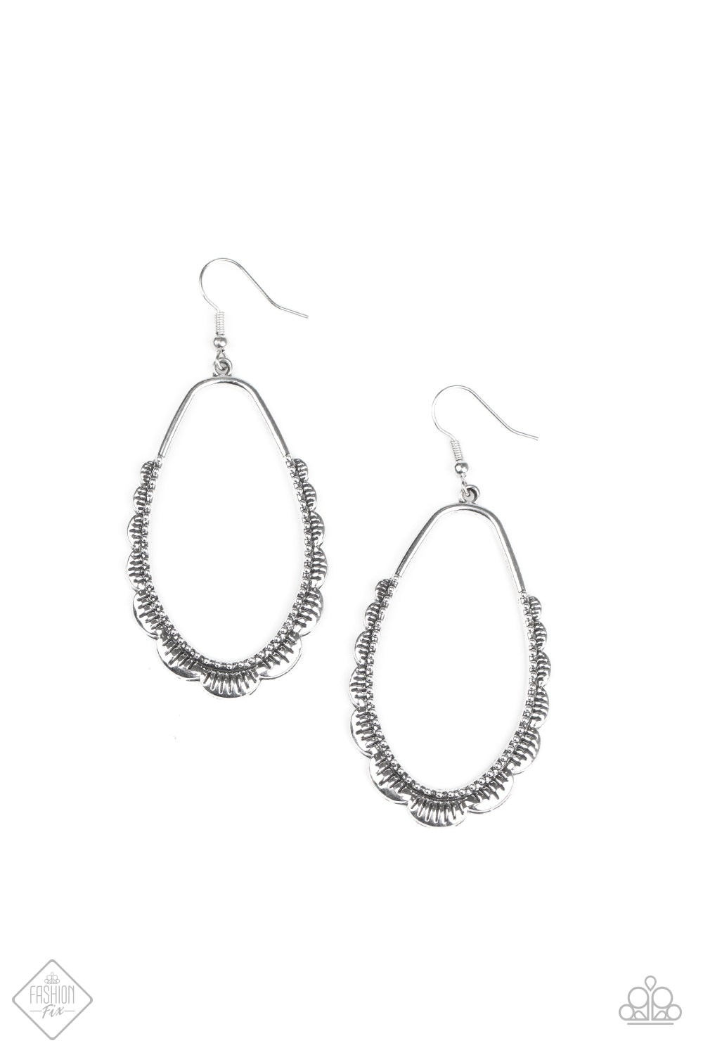 Paparazzi RUFFLE Around the Edges - Silver Earrings