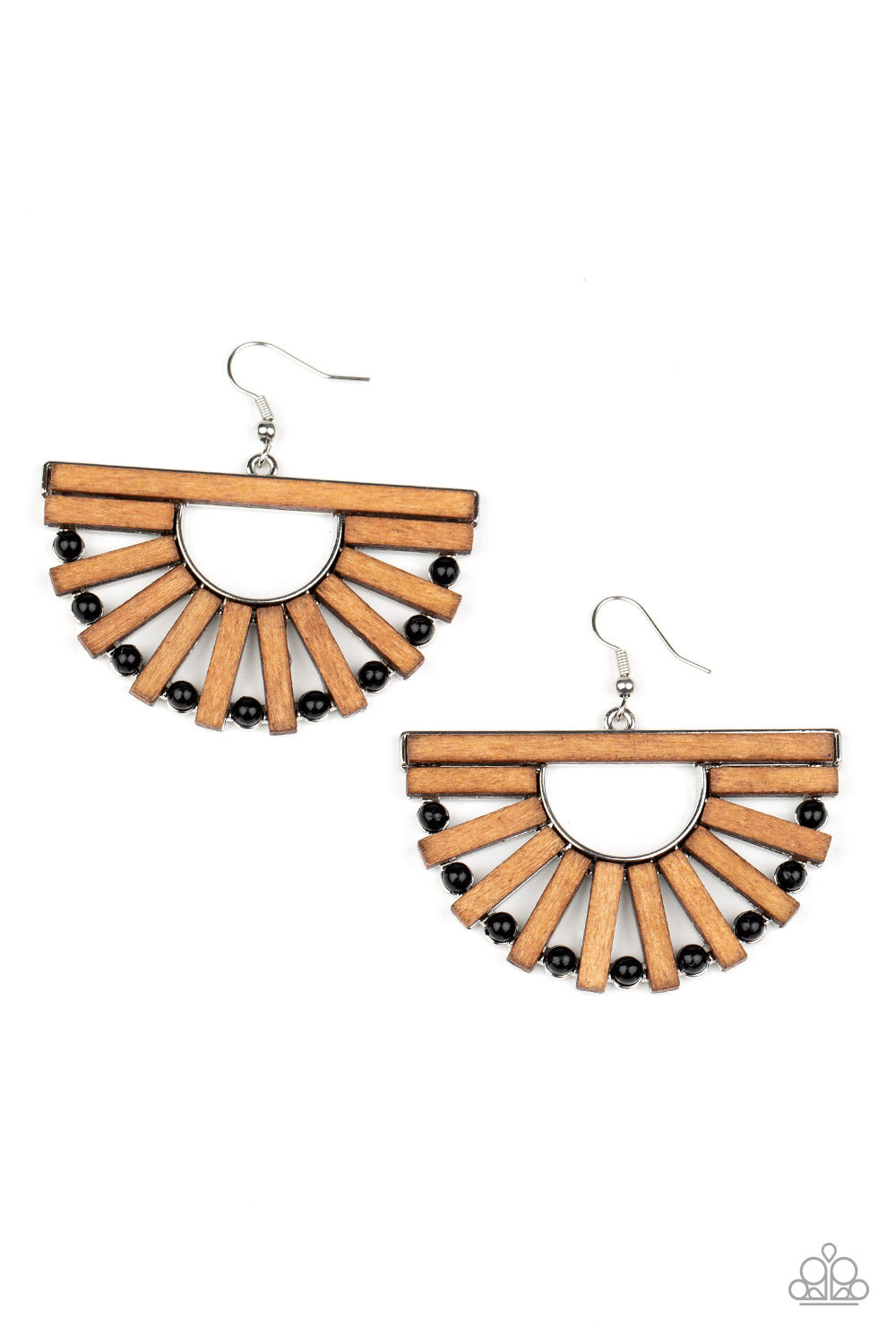 Paparazzi Wooden Wonderland - Black Earrings