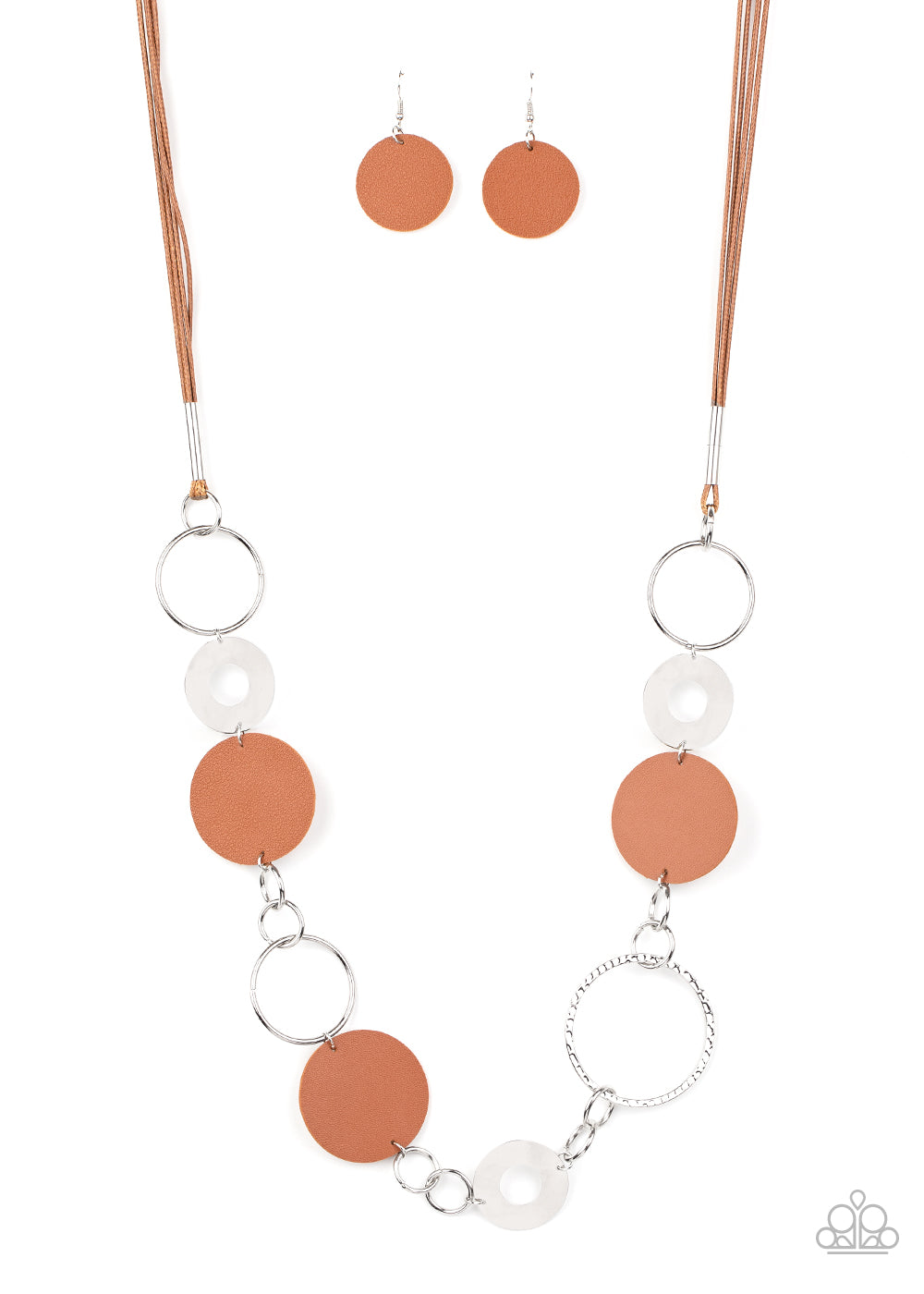 Paparazzi Sooner or LEATHER - Brown Necklace