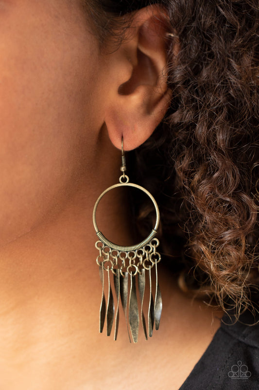 Paparazzi Let GRIT Be! - Brass Earrings