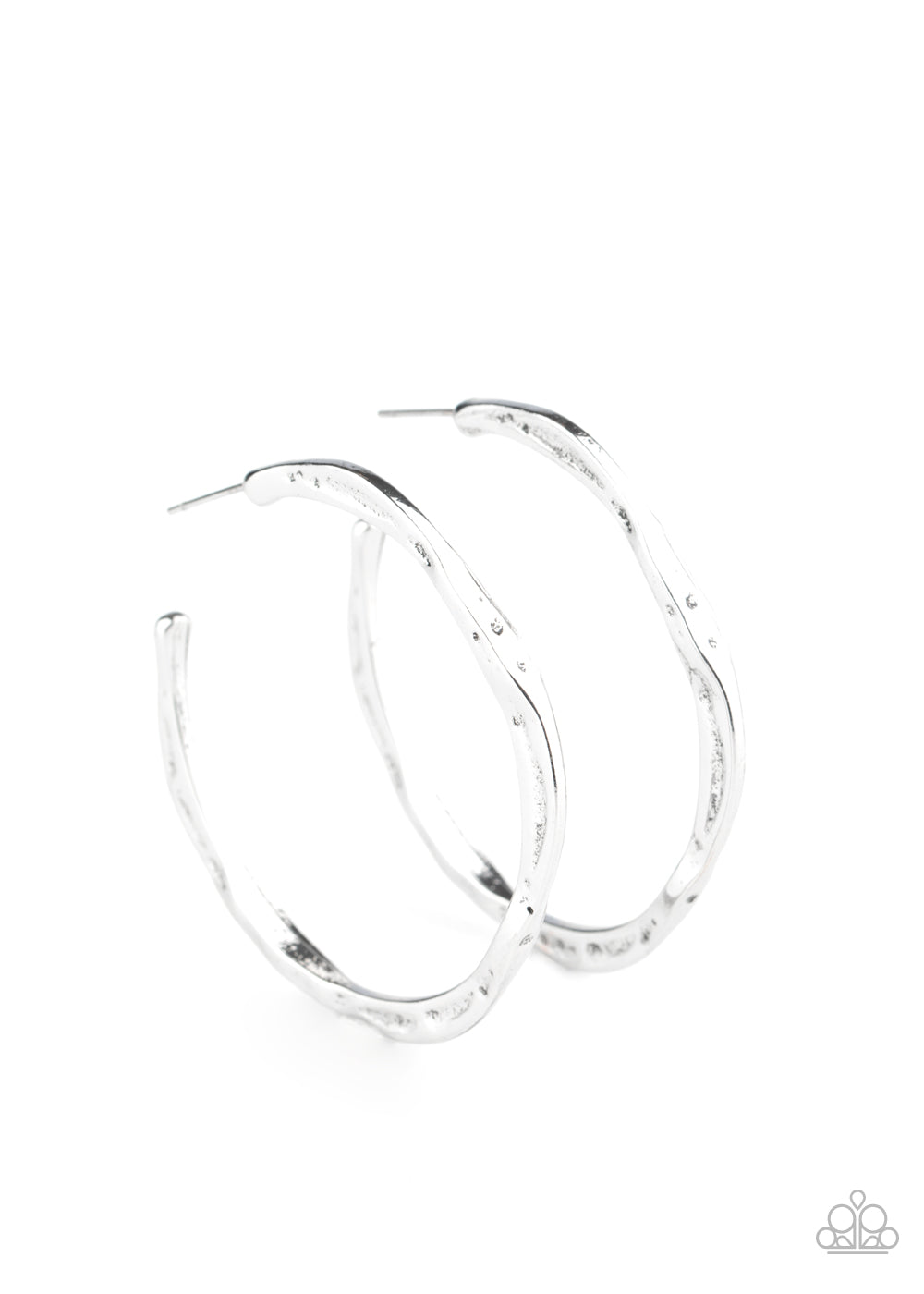Asymmetrical Attitude - Silver Hoop Earrings