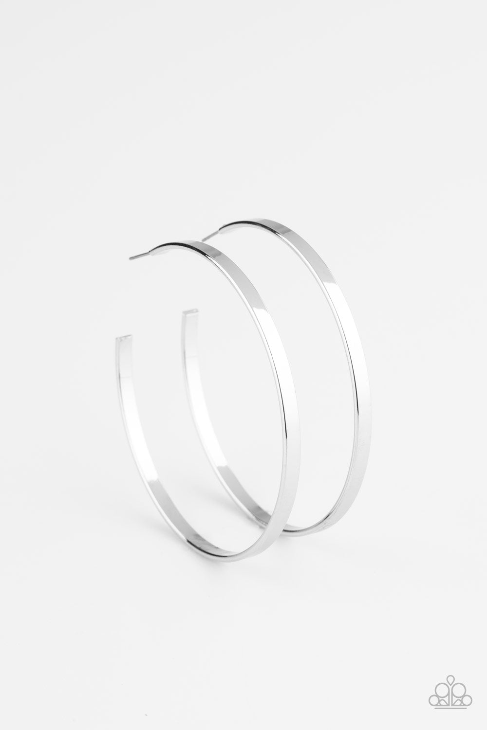 Paparazzi Lean Into The Curves - Silver Hoop Earrings